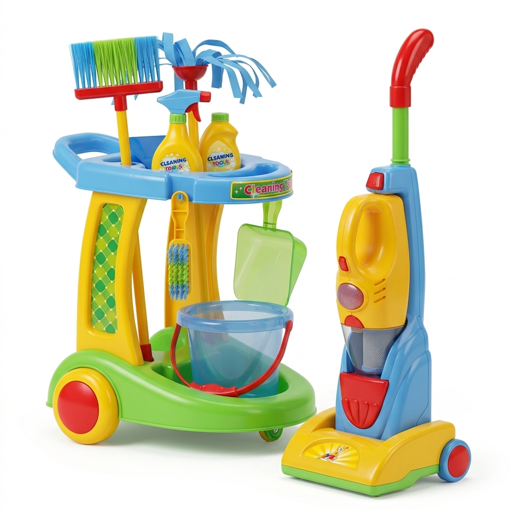 Kids Cleaning Trolley Pretend Play Set with Tools