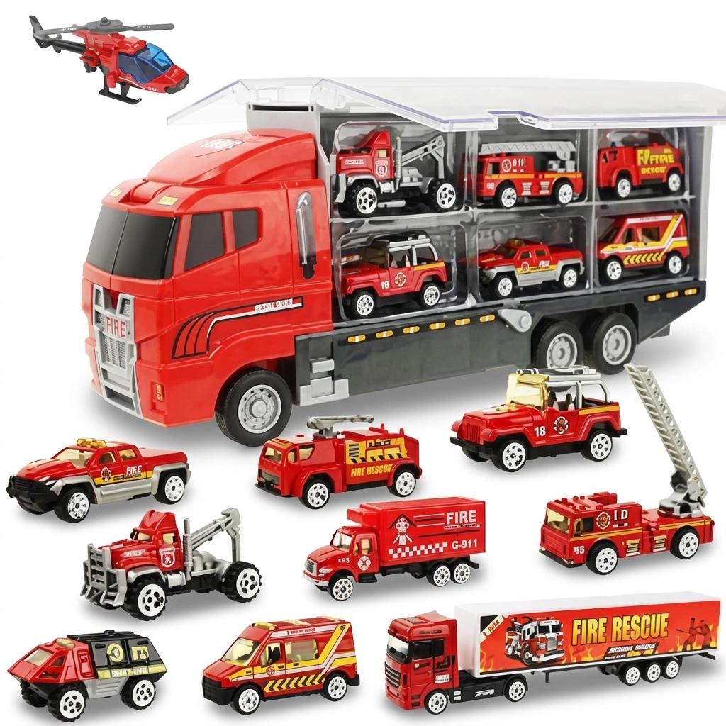 Die-Cast Fire Truck Toy Vehicle Set - 5 Pieces