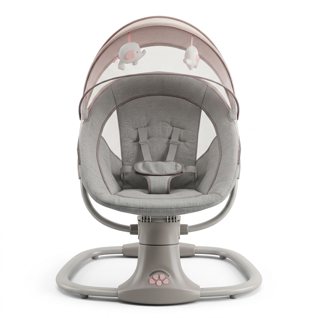 Baby Cradle Swing with Canopy and Mosquito Net - Pink