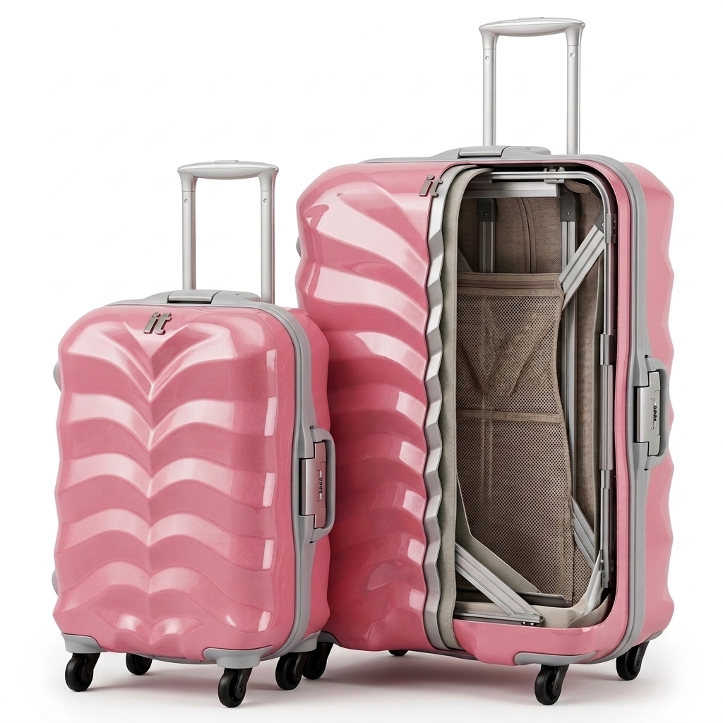 it Luggage Pink Collapsible Hard-Shell Suitcase Set