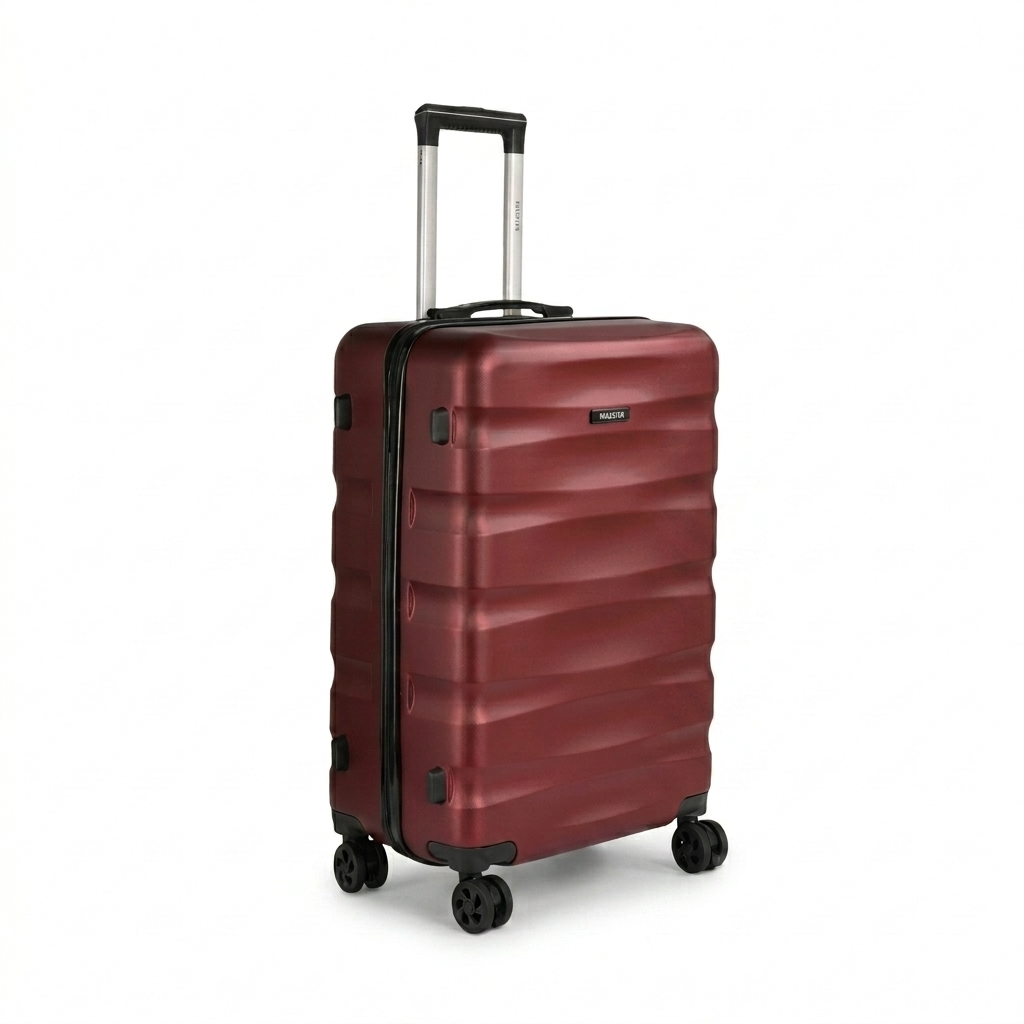 MAASITA Maroon Wavy Hard Shell Polycarbonate Trolley Suitcase