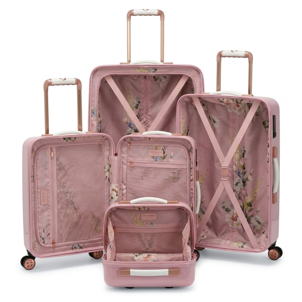 Ted Baker Women's Pink Floral Hardside Luggage Set