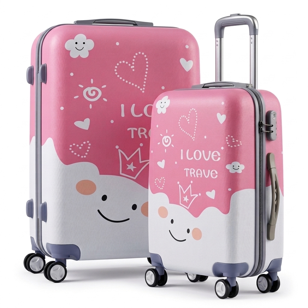 Cute Pink Kids Hard Shell Spinner Luggage Set (2-Piece)