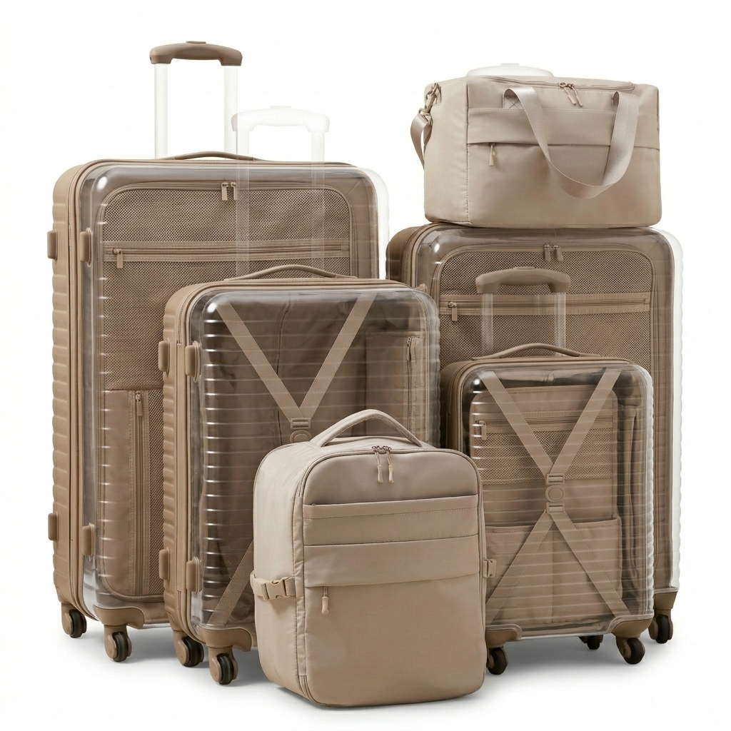 Beige Hardshell & Softside 5-Piece Luggage Travel Set