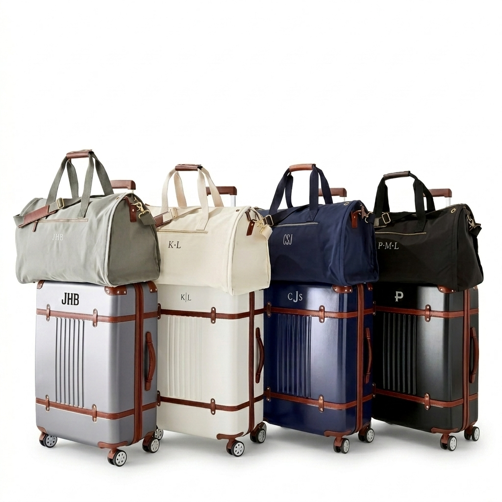 Personalized Hardside Spinner Luggage and Duffel Bag Set