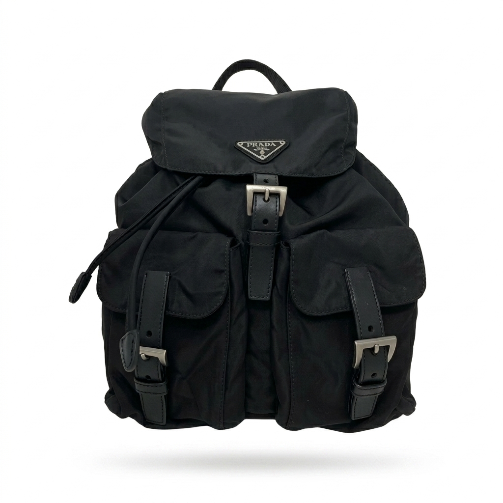 Prada Black Nylon Drawstring Backpack