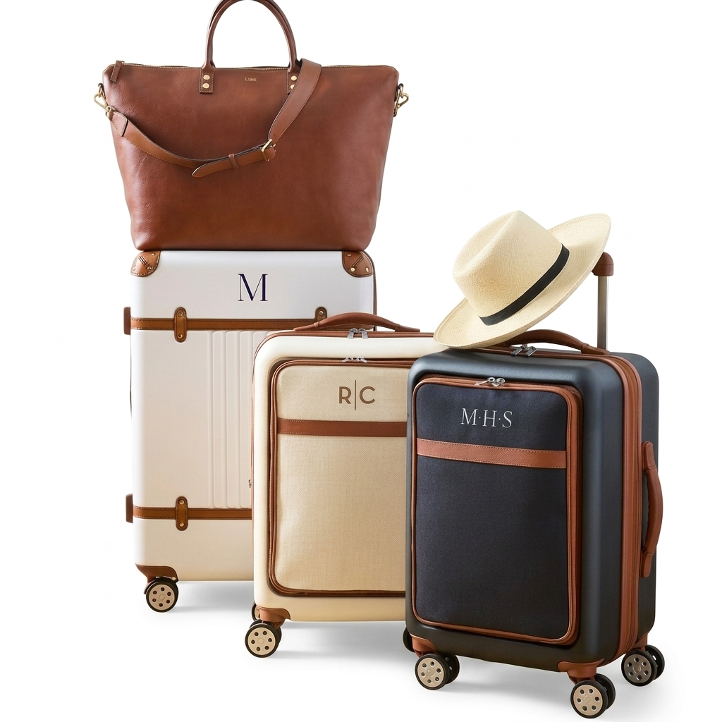 LLNK Premium Vintage-Inspired 4-Piece Luggage Set