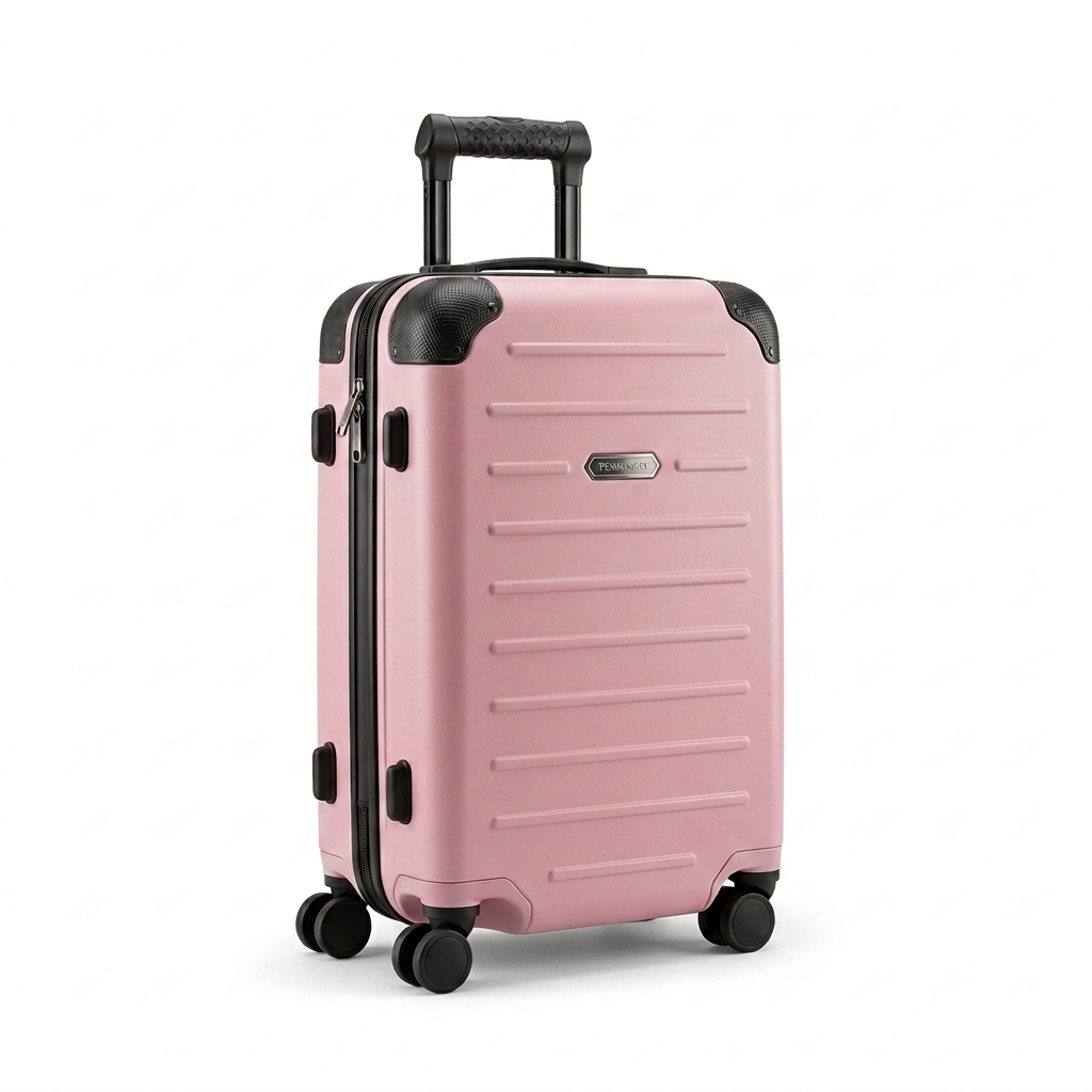 POOMAVIN Pink Hard Shell Spinner Carry-On Luggage