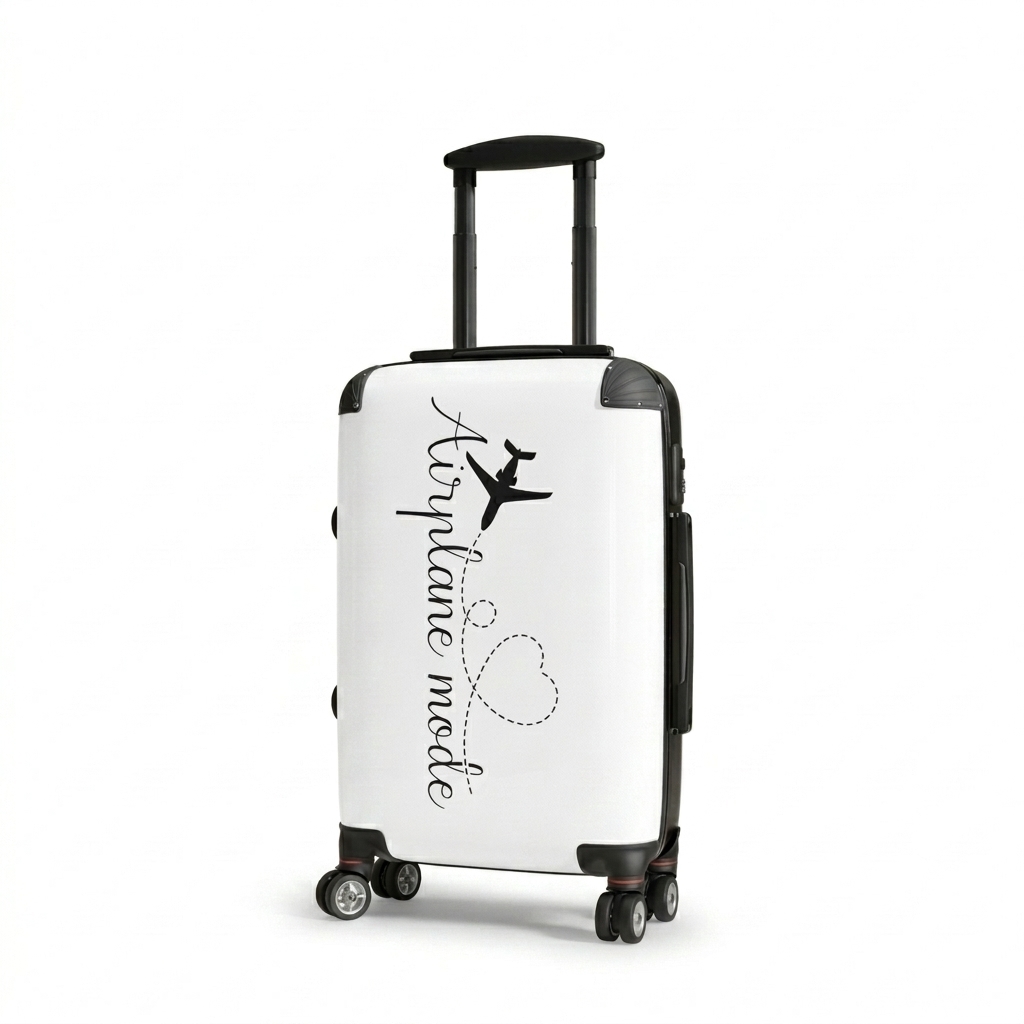 White 'Airplane Mode' Hard-Shell Carry-On Suitcase