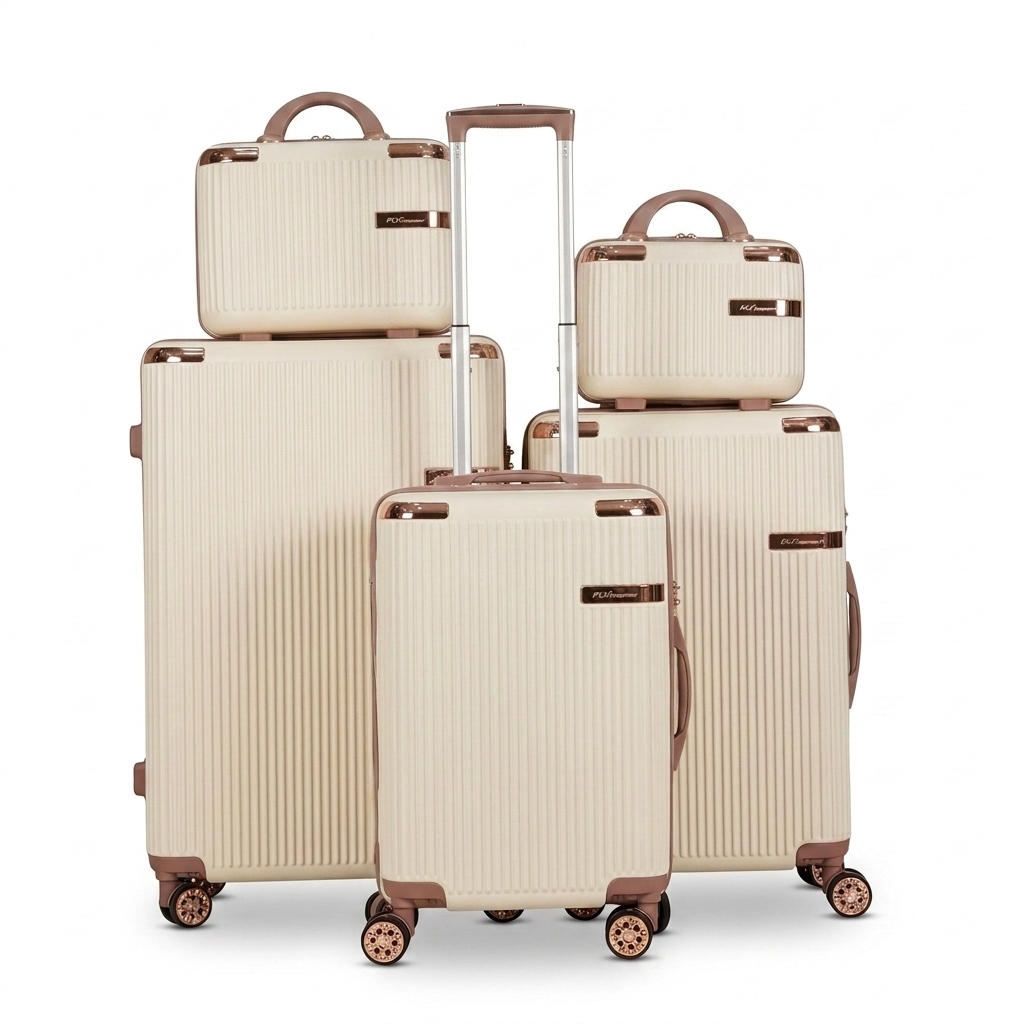 PC Traveler Hardside Spinner Luggage Set - 5 Piece Beige Rose Gold