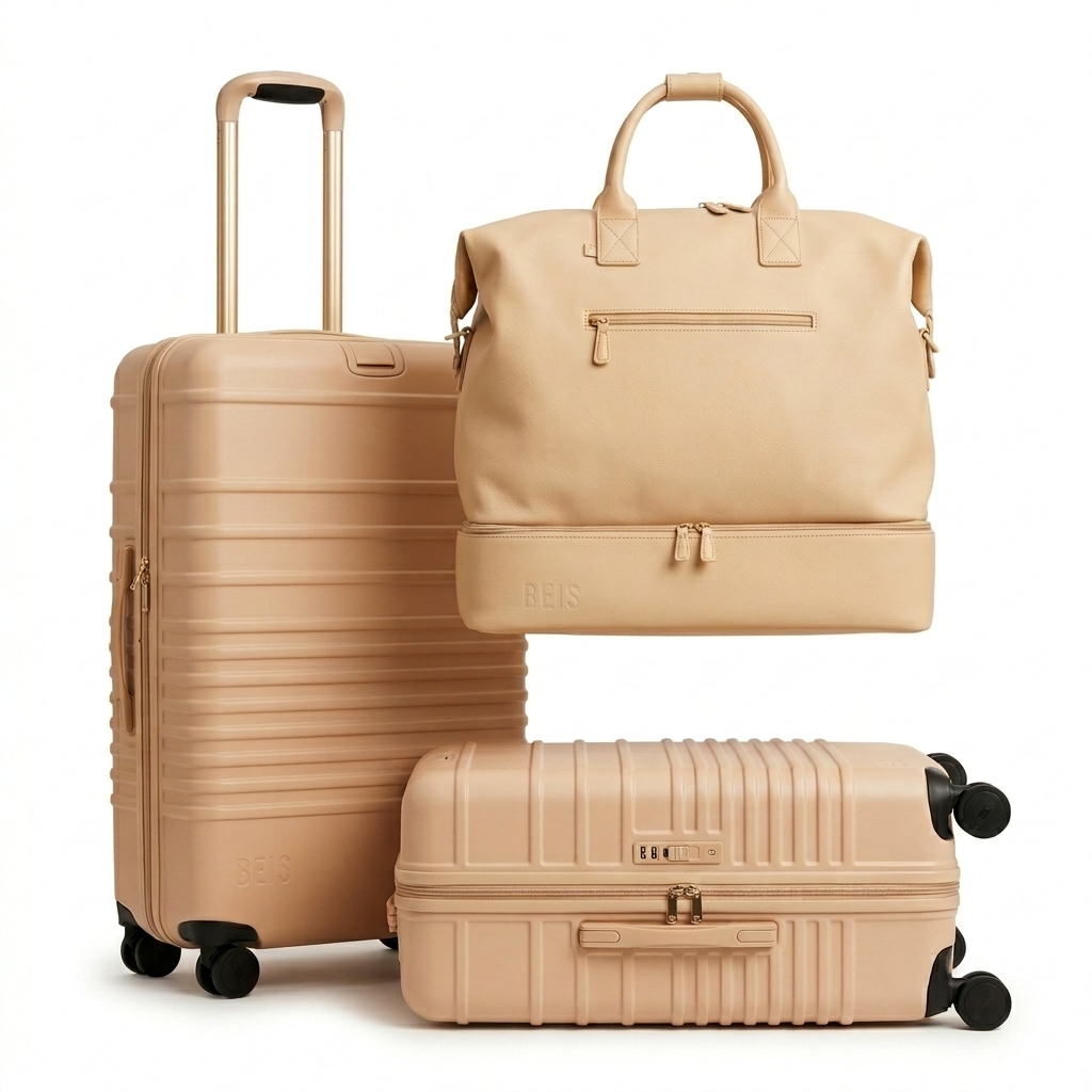 BEIS Beige Luggage Travel Set - 3 Piece (Large, Carry-on, Duffle)