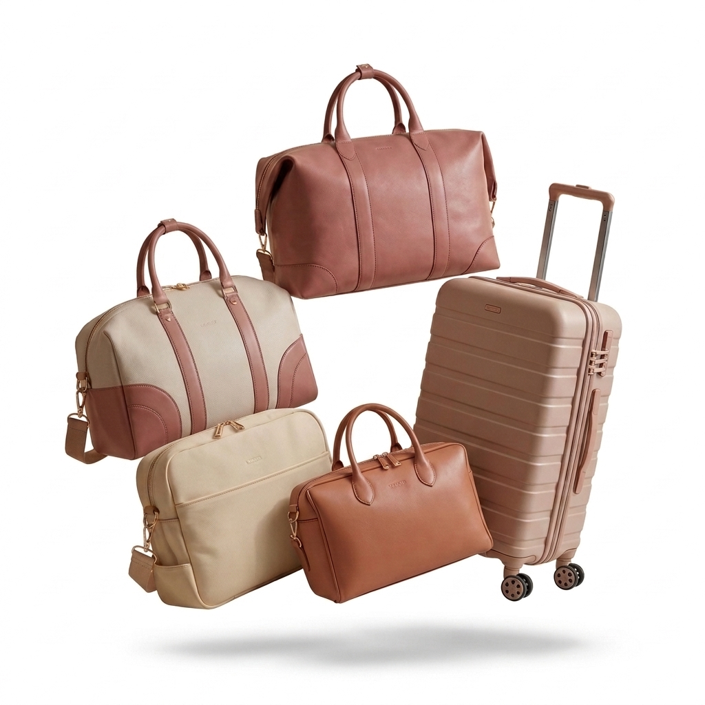Monos Premium Vegan Leather & Hardshell 5-Piece Luggage Set