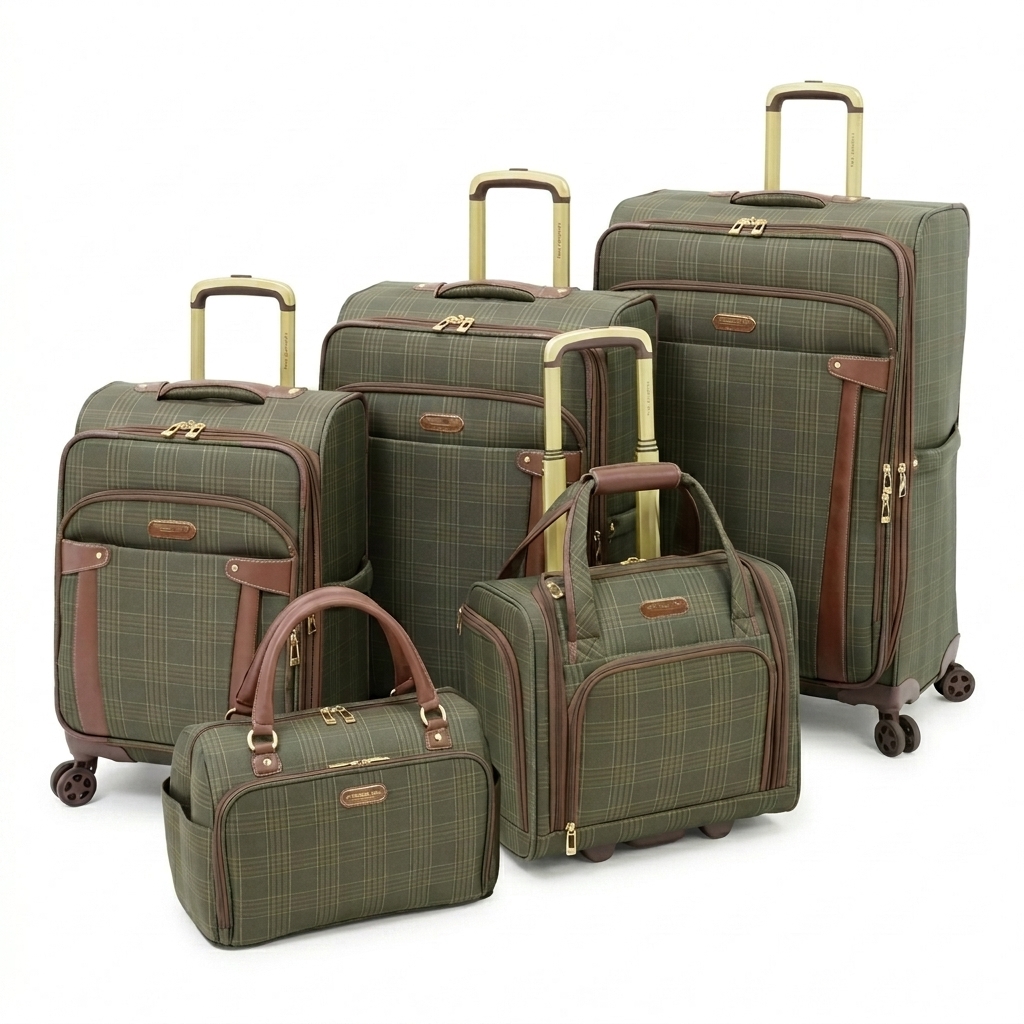 London Fog Cambridge II 5-Piece Plaid Luggage Set
