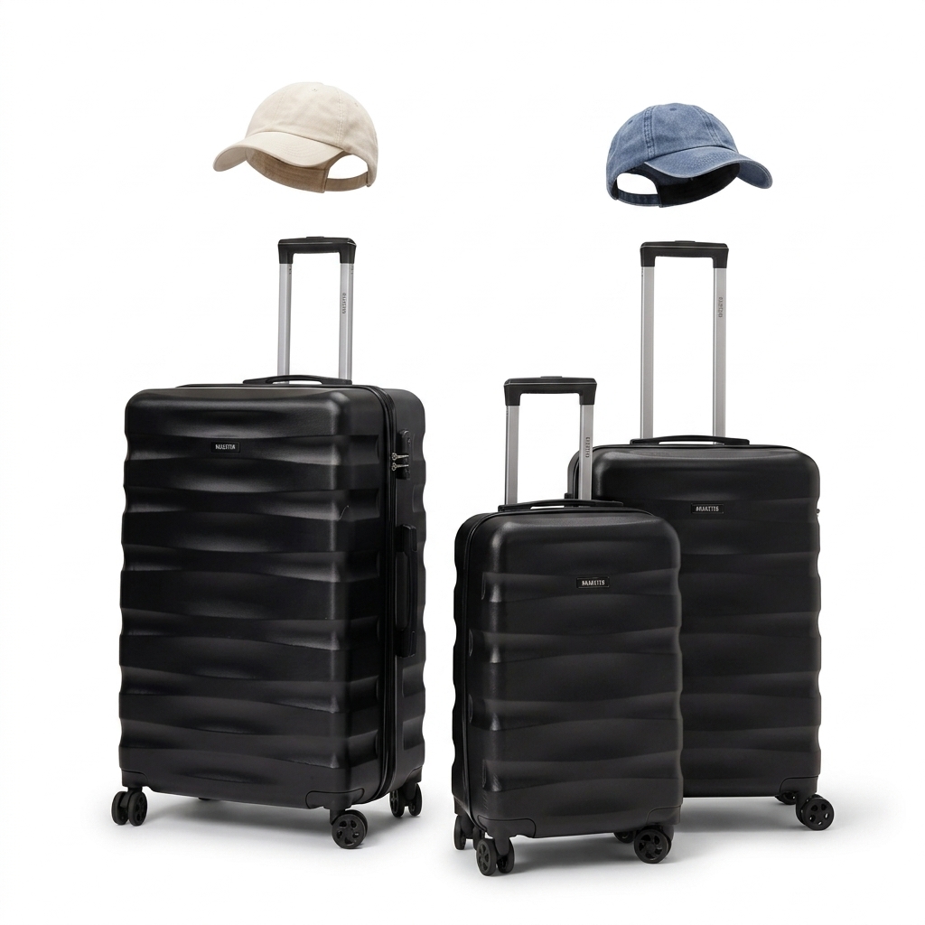 BASETTS 3-Piece Black Hardside Spinner Luggage Set