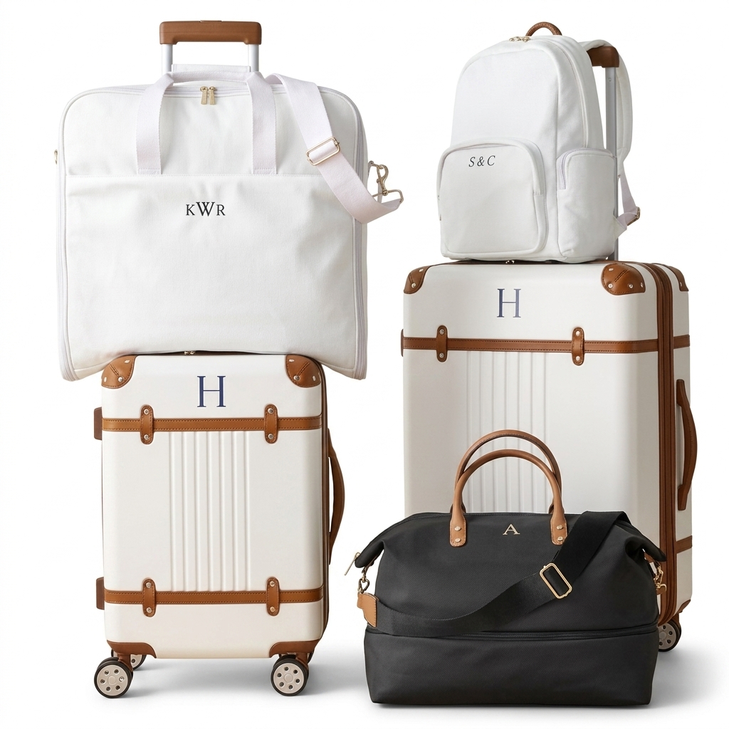 Luxury Monogrammed 5-Piece Travel Luggage Set
