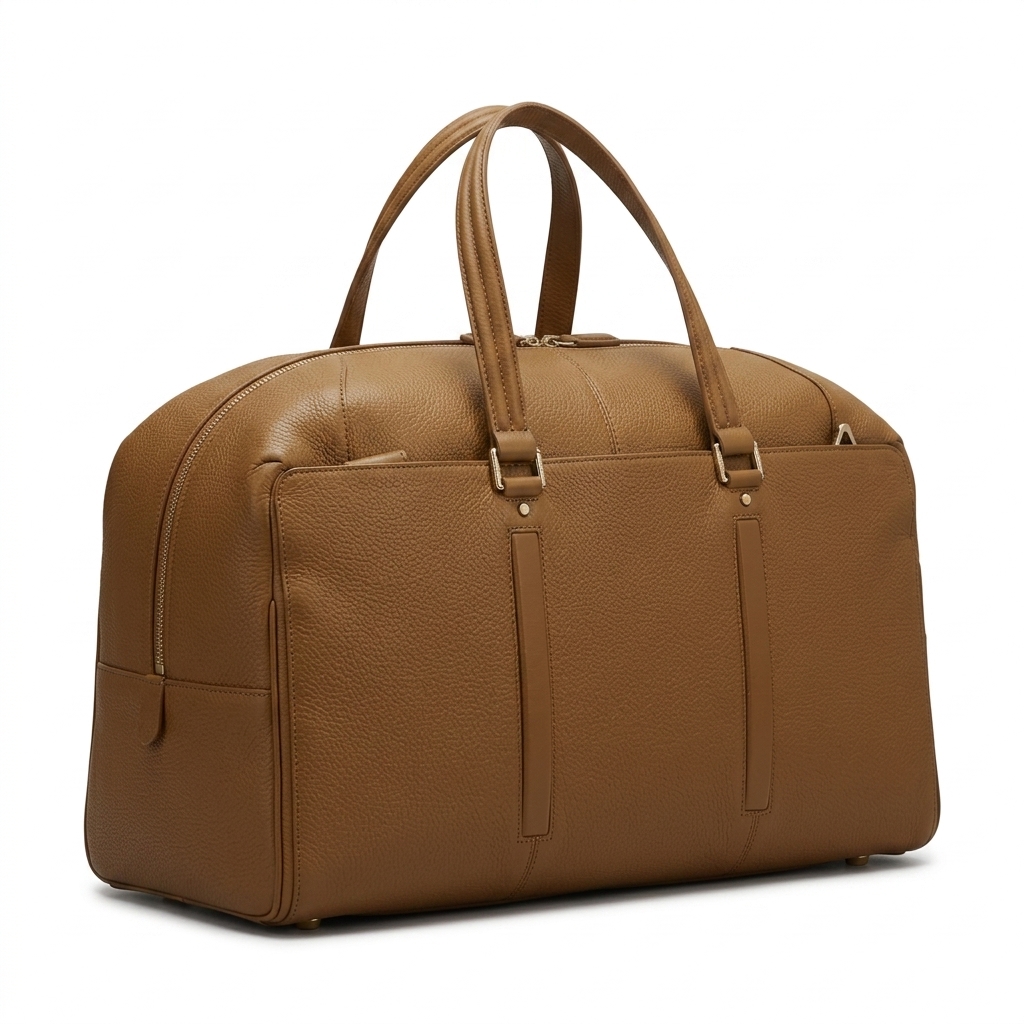 Generic Tan Leather Weekend Duffle Bag