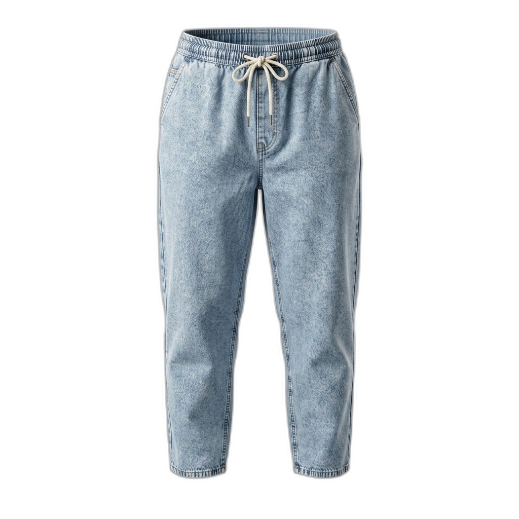 Men's Light Blue Washed Denim Joggers