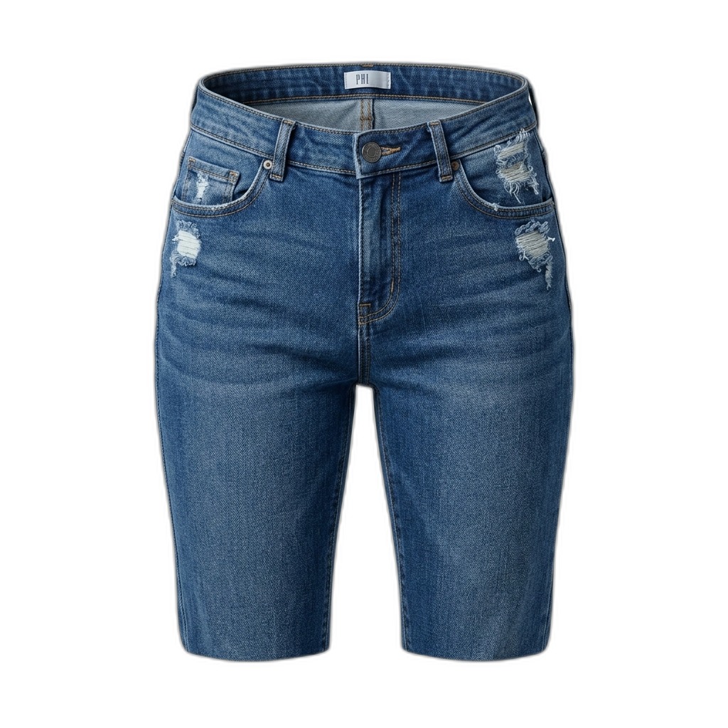 Women's Distressed Denim Bermuda Shorts