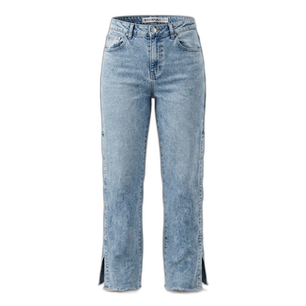Retro Republic Acid Wash High-Rise Straight Leg Jeans