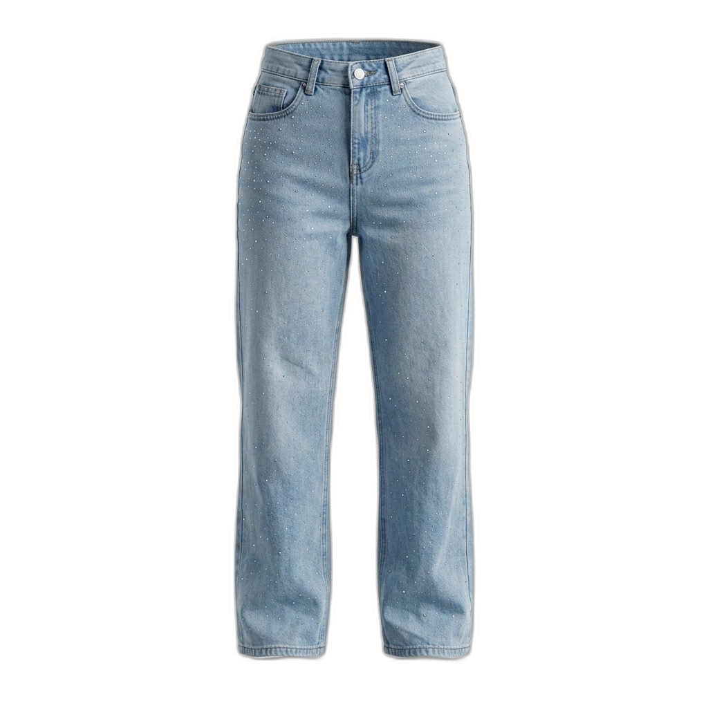 Women's Light Blue Rhinestone Jeans