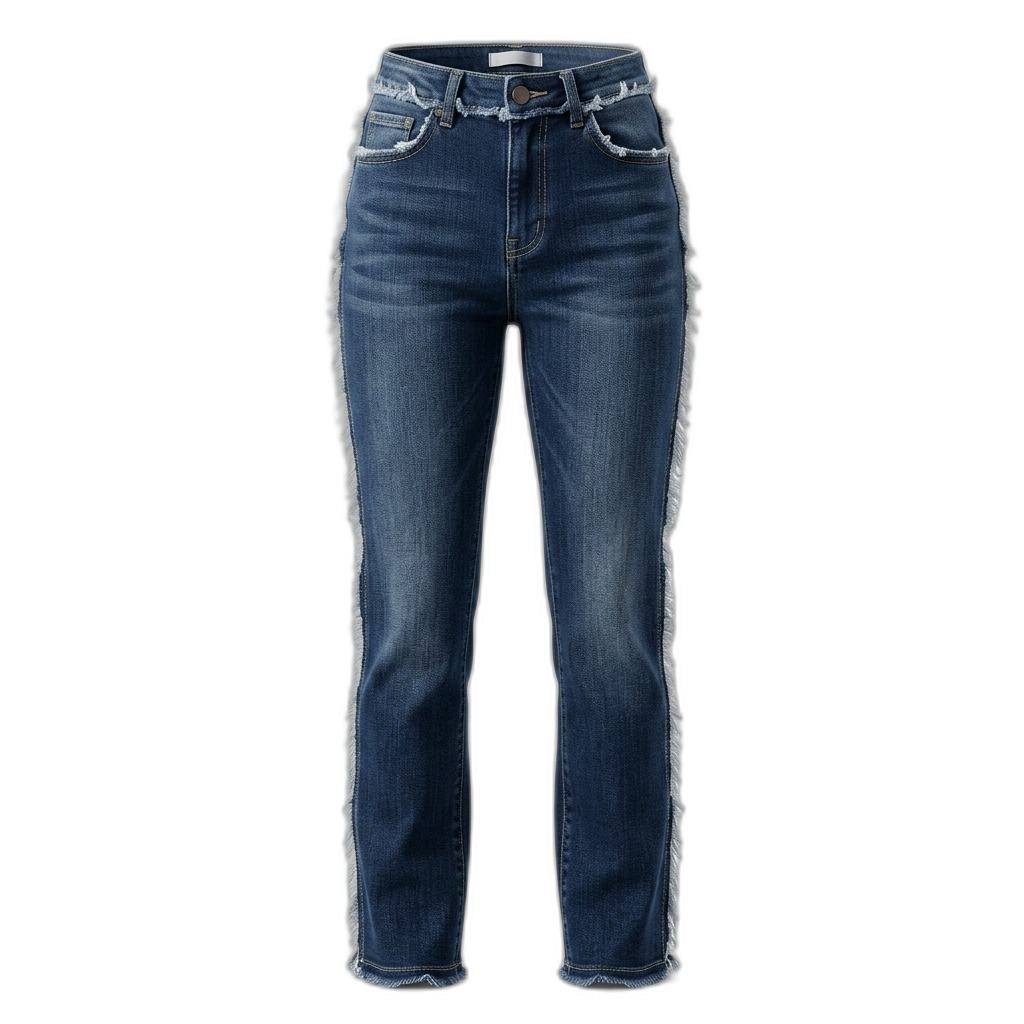 Women's High-Rise Distressed Frayed Hem Jeans