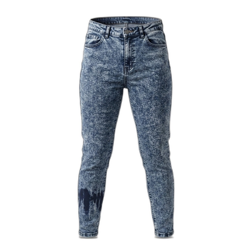 Women's Acid Wash Skinny Jeans with Print
