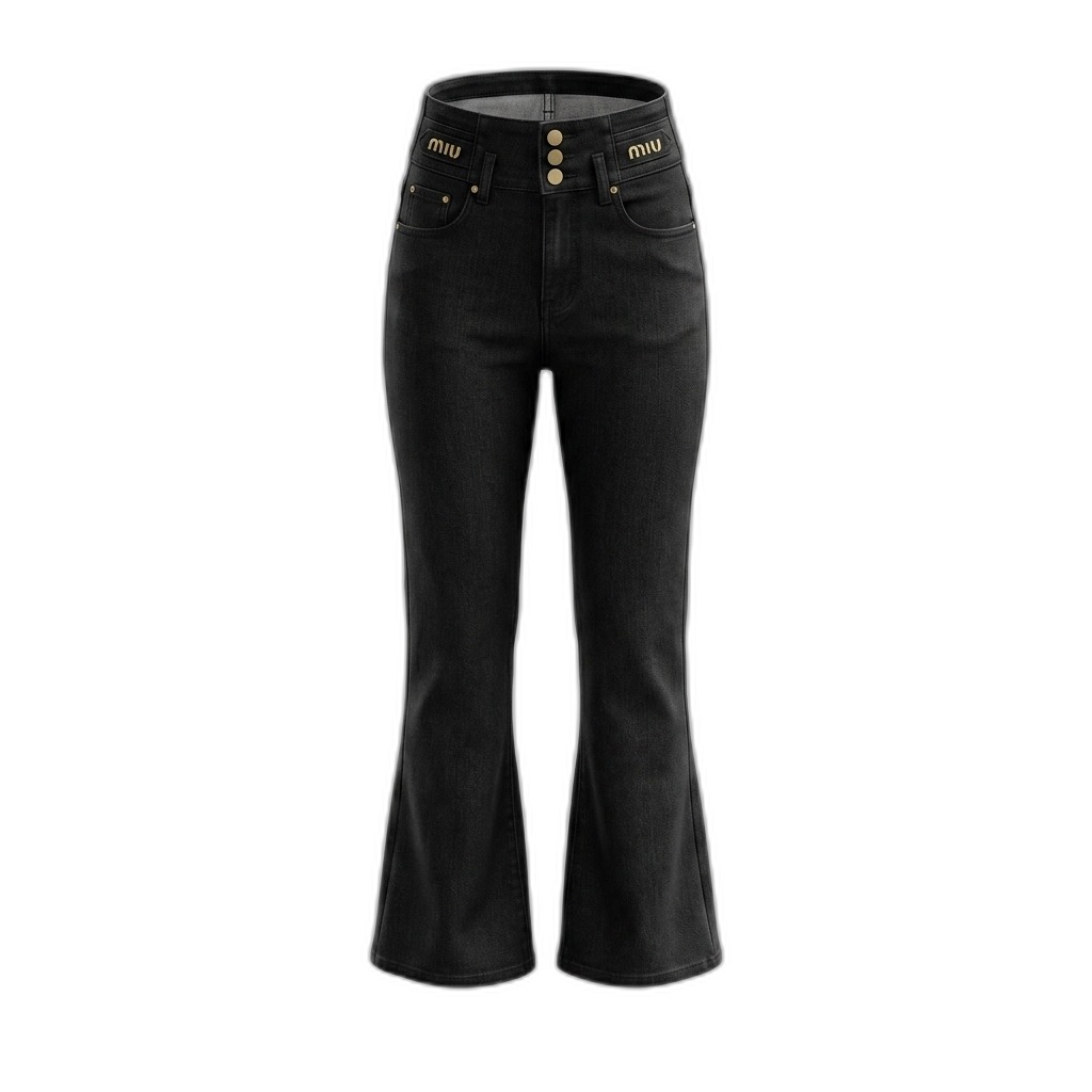 Women's Black High-Waisted Flared Jeans