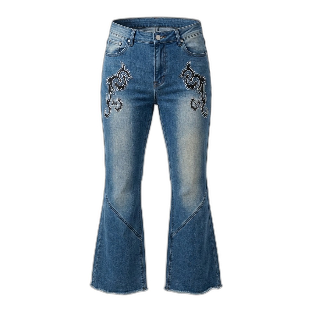 Women's Embroidered Flared Denim Jeans
