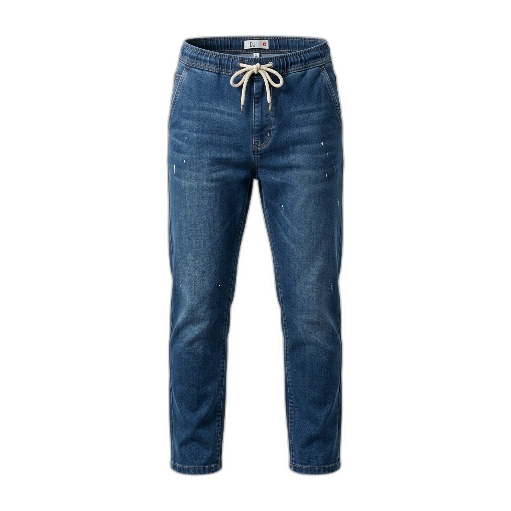 Men's Blue Denim Jogger Jeans with Drawstring