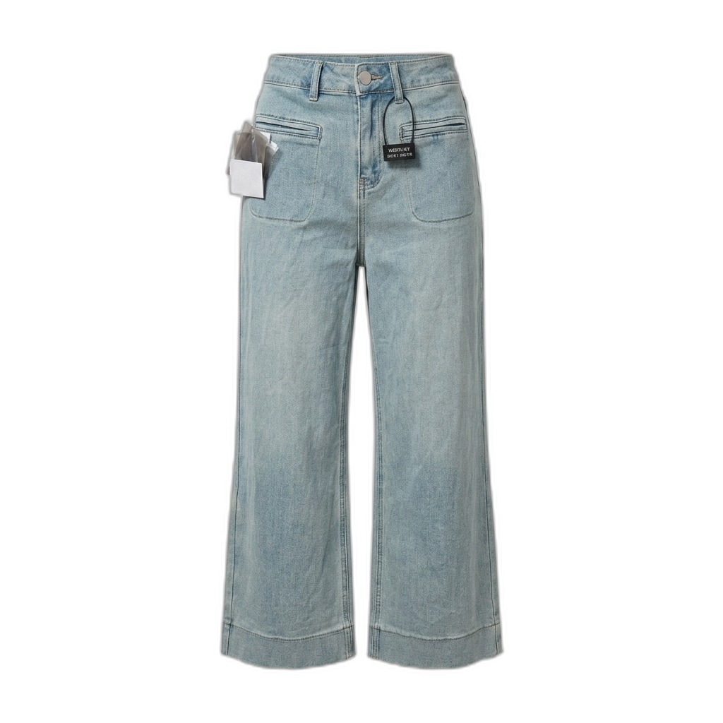 Light Blue Wide Leg Denim Jeans for Women