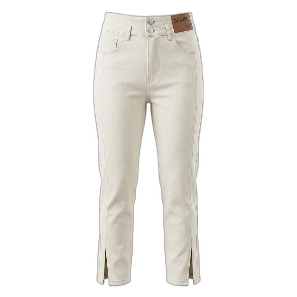 Women's High-Waist Slit Hem Denim Pants