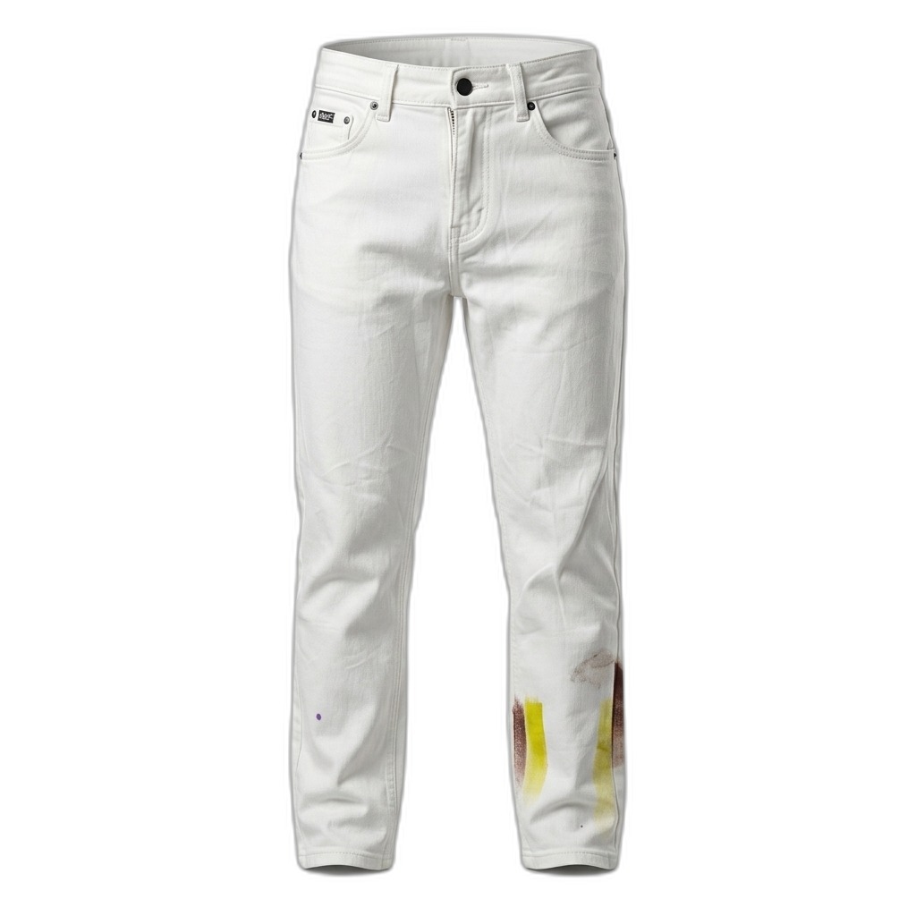 Men's White Paint Splatter Jeans