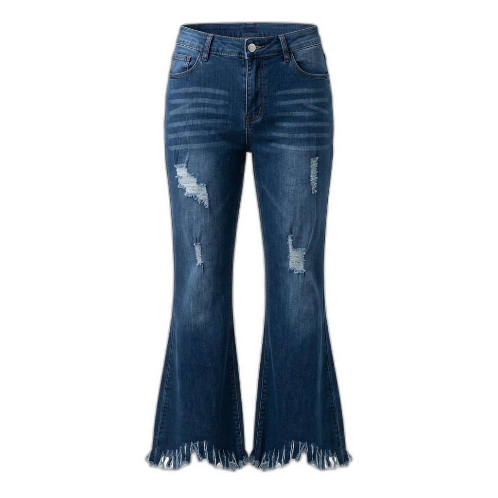 Distressed Flared High-Waist Jeans for Women