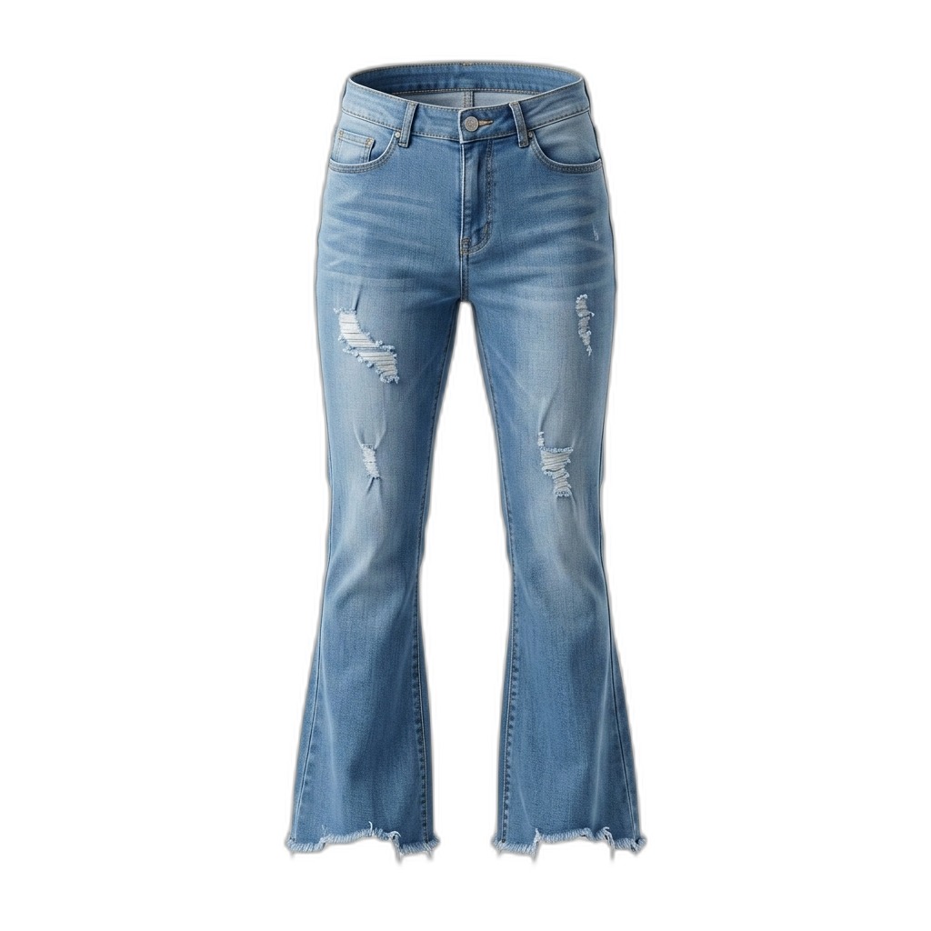 Distressed High-Waist Flare Jeans for Women