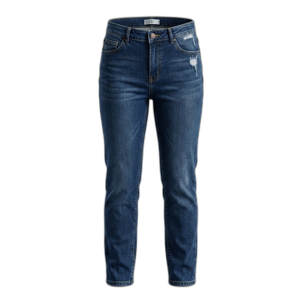 Women's Distressed High-Rise Blue Jeans