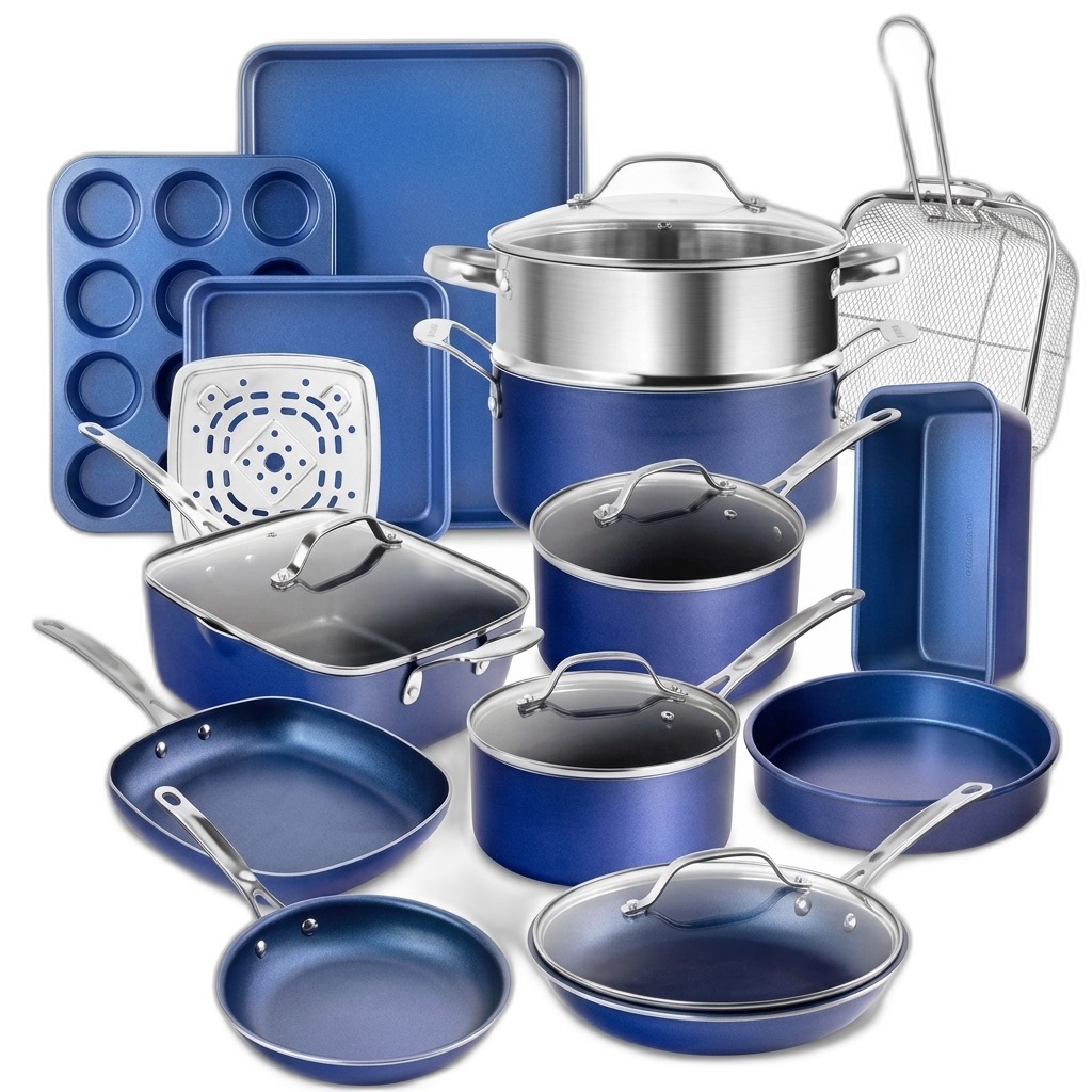 20-Pc Blue Non-Stick Cookware & Bakeware Set