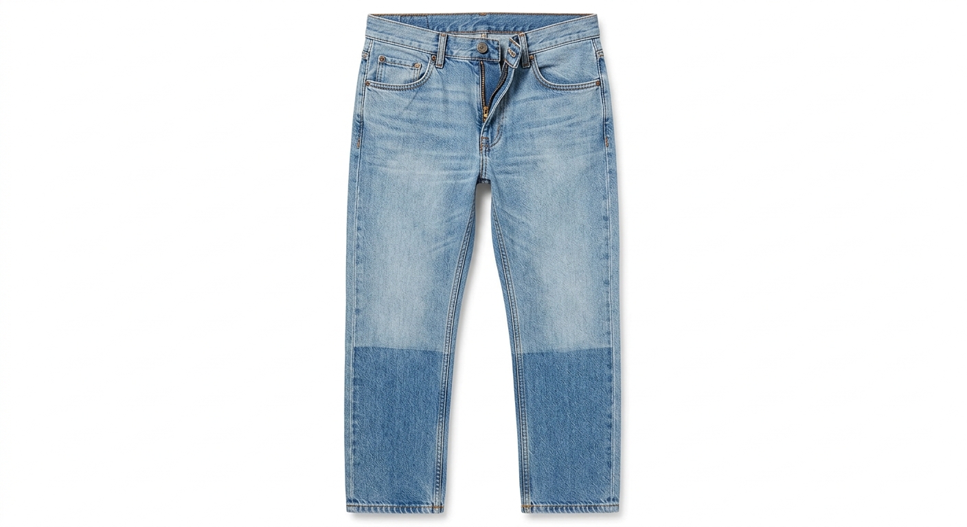 Men's Two-Tone Light Wash Denim Jeans