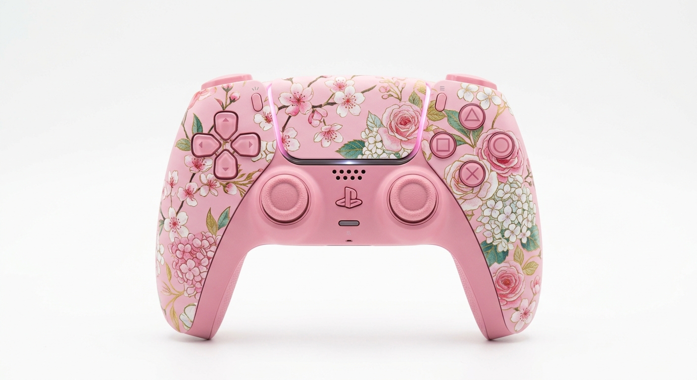 Pink Floral Wireless Gaming Controller