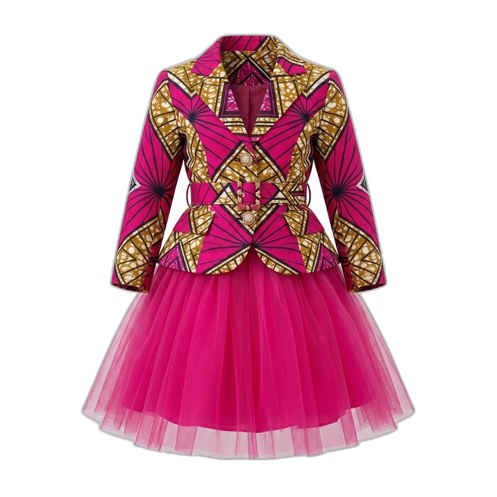 Girls African Print Peplum Dress | Festive Wear