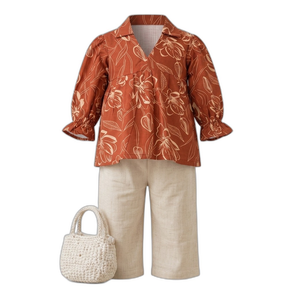 Floral Blouse & Linen Pants Set | Women's Fashion