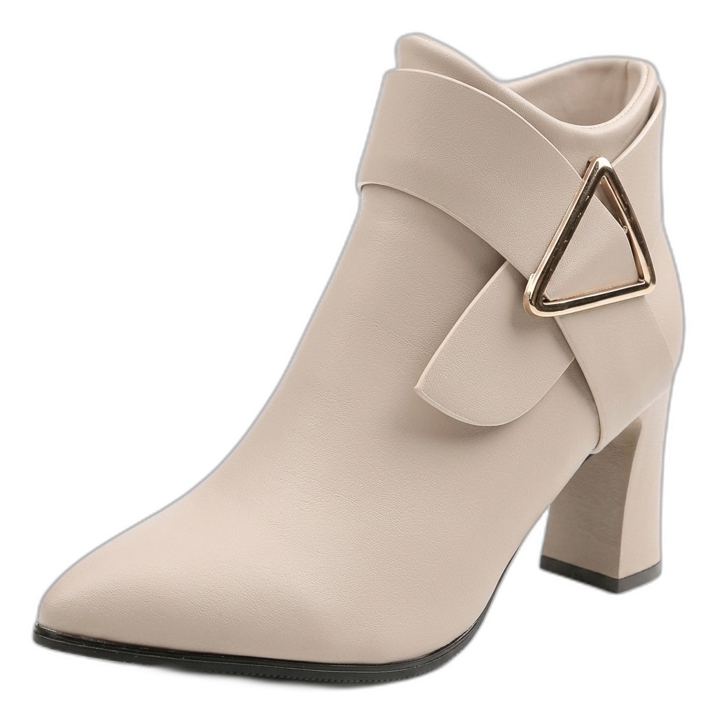Women's Beige Ankle Boots | Pointed Toe