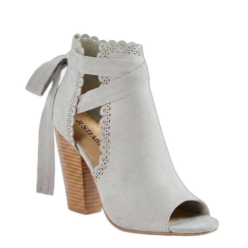 Women's Scalloped Peep Toe Ankle Booties