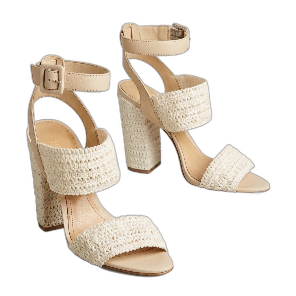 Women's Crochet Block Heel Sandals