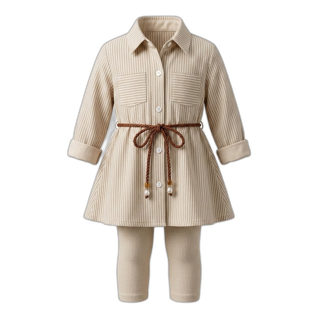 Baby Girls Striped Shirt Dress & Leggings Set