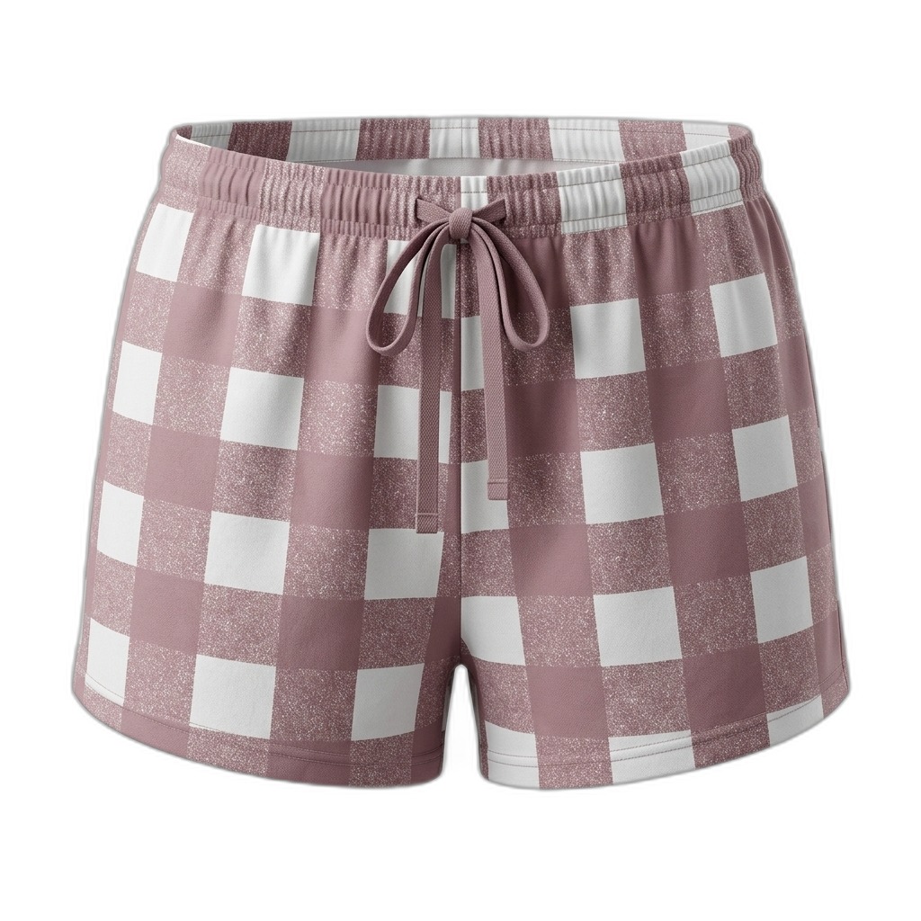 Women's Gingham Check Drawstring Lounge Shorts