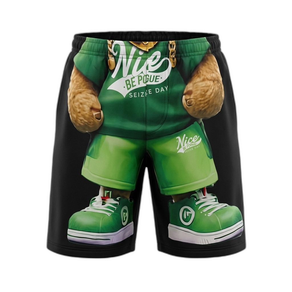 Cartoon Bear Graphic Print Men's Shorts