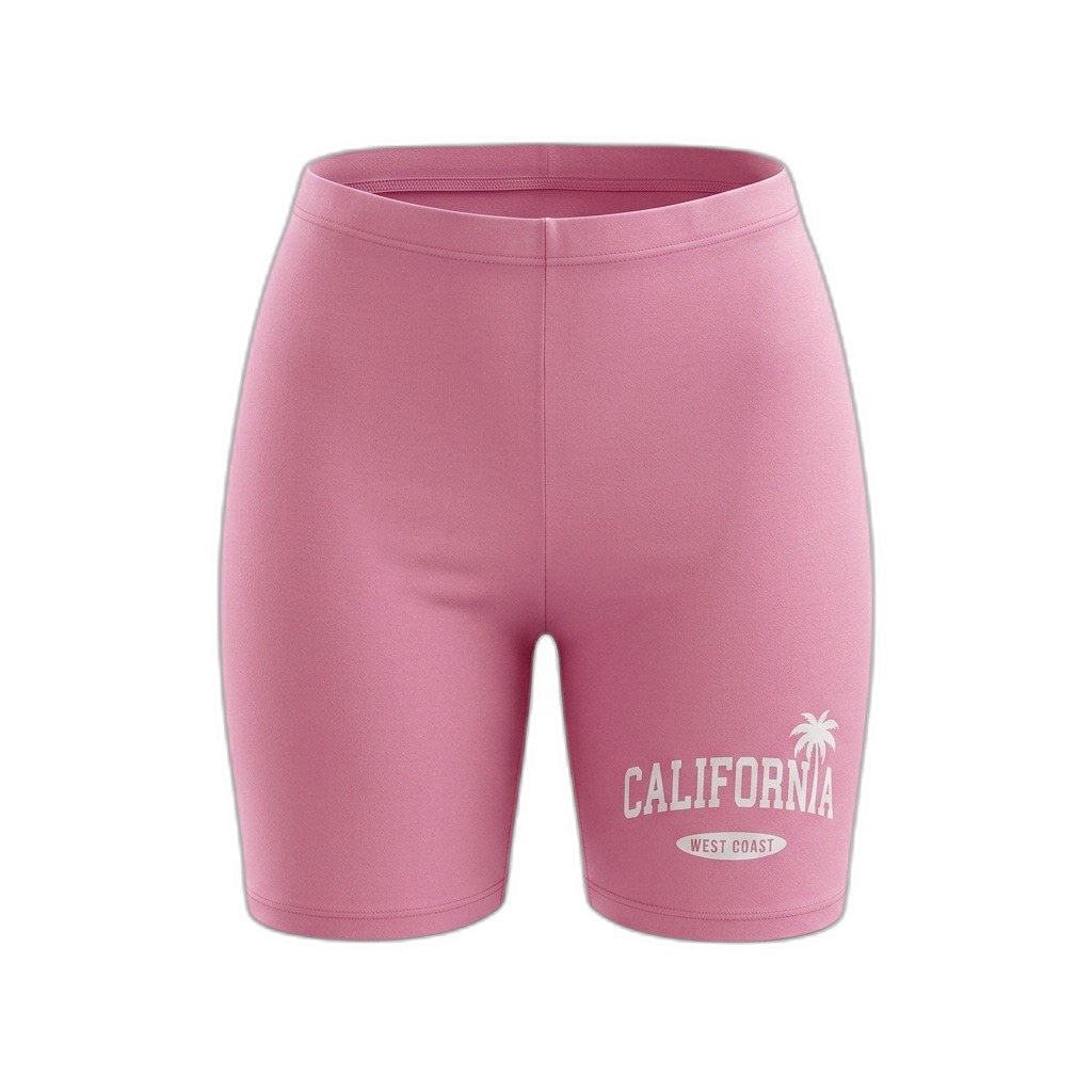 Women's Pink California Print Biker Shorts