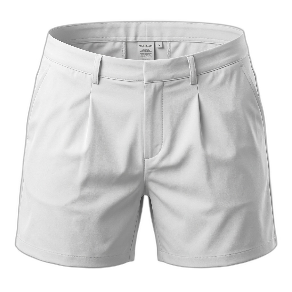 Men's White Pleated Casual Shorts