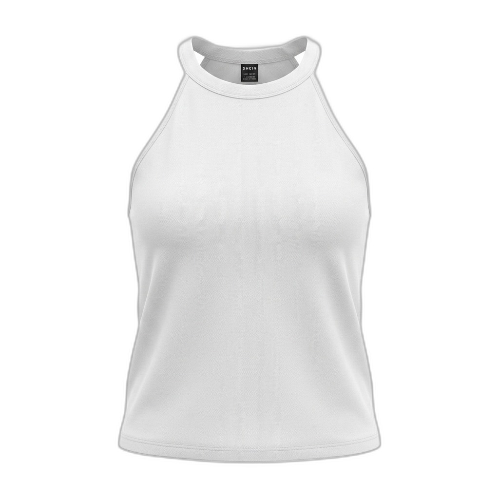 White Halter Neck Tank Top for Women