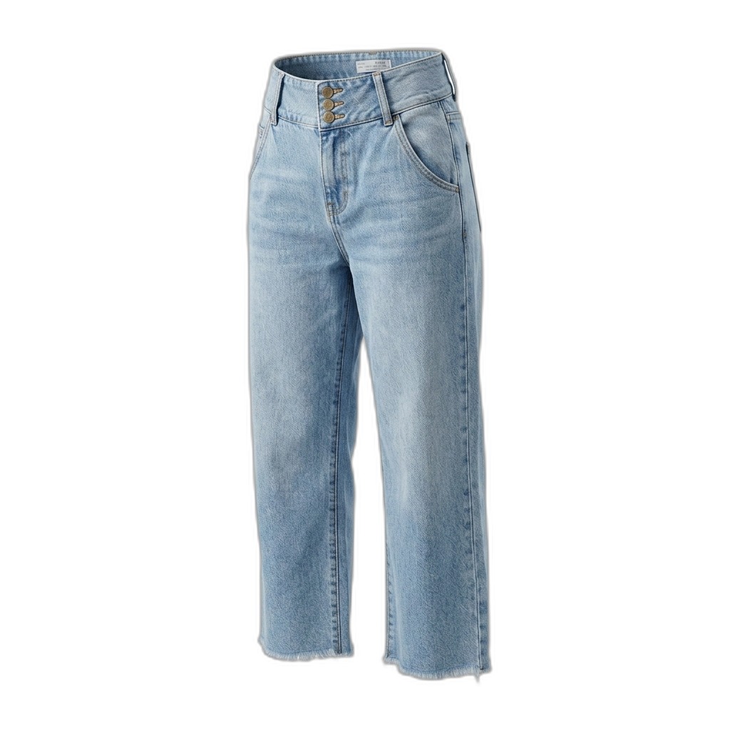 Light Blue Wide Leg Denim Jeans for Women